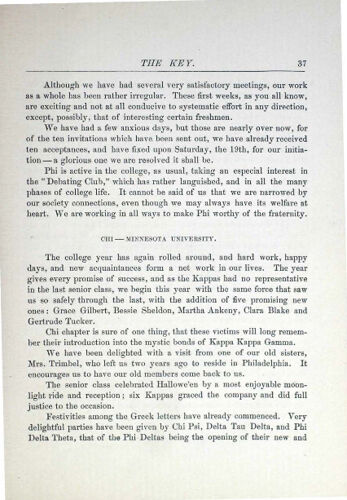 Chapter Letters: Chi - Minnesota University, December 1887 (image)